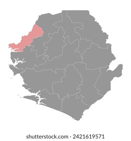 Kambia District map, administrative division of Sierra Leone. Vector illustration.