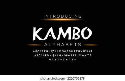 KAMBO, a decorative display font, modern alphabet typeface design vector illustration