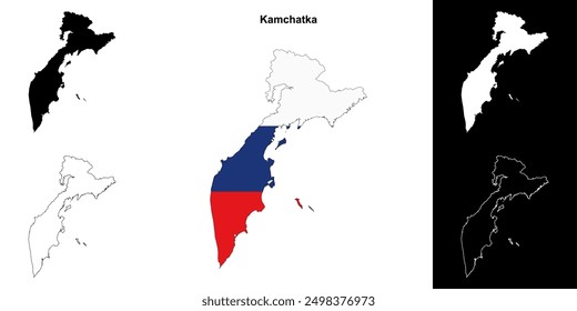 Kamchatka blank outline map set