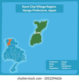 Kami City Village Region Hyogo Prefecture Map, Japan