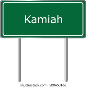 Kamiah , Idaho , road sign green vector illustration. USA city