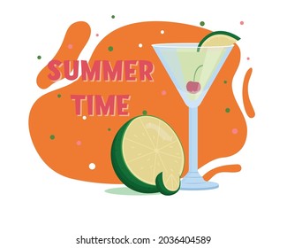 Kamikaze cocktail. Summer drink. Flat vector illustration