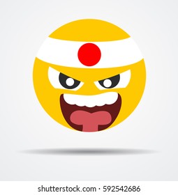 Kamikaze emoticon in a flat design