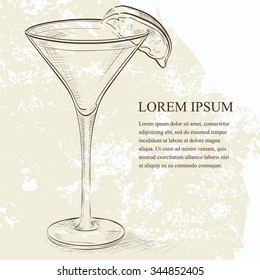 Kamikaze scetch cocktail, consisting of Vodka, orange liqueur, lime