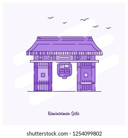 KAMINARIMON GATE Landmark Purple Dotted Line skyline vector illustration
