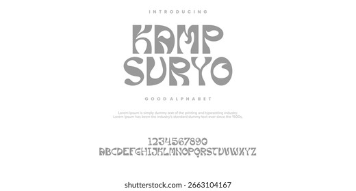 Kamp Suryo Modern minimal abstract alphabet fonts. Typography technology, electronic, movie, digital, music, future, logo creative font. vector illustration