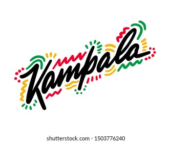 Kampala city text design on background for typographic logo icon design