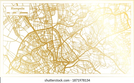 Kampala Uganda City Map in Retro Style in Golden Color. Outline Map. Vector Illustration.