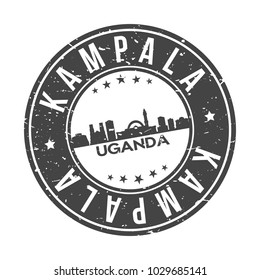 Kampala Uganda Round Stamp Icon Skyline City Design Badge.