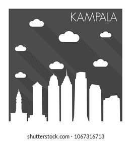 Kampala Uganda Skyline City Flat Silhouette Design Background