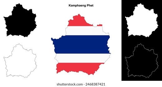 Kamphaeng Phet province outline map set