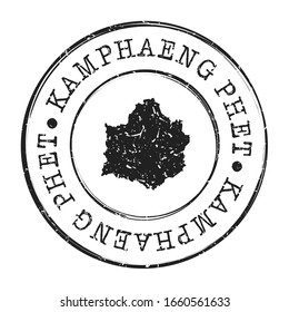 Le cachet postal de la carte Kamphaeng Phet Thailand Un Passeport Postal Silhouette. Icône Vectorielle Arrondie De Tampon. Conceptions De Postage Vintage.