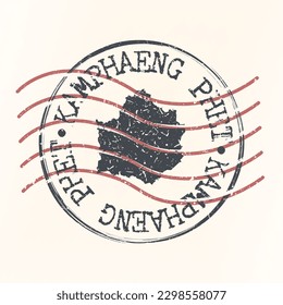 Kamphaeng Phet, Thailand Stamp Map Postal. Silhouette. Passport Round Design. Vector Icon. Design Retro Travel National Symbol.