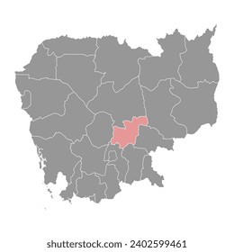 Carte de la province de Kampong Cham, division administrative du Cambodge. Illustration vectorielle.