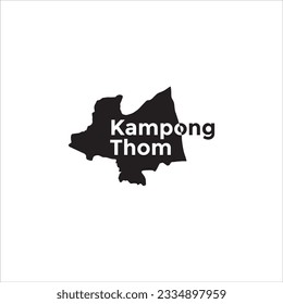 Mapa de Kampong Thom y diseño de letras negras sobre fondo blanco