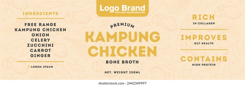 Kampung Chicken Broth Jar Label Vector Packaging