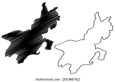 Kamrup District (Assam State, Republic Of India) Map Vector Illustration, Scribble Sketch Kamrup Rural Map