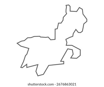 Ilustración de la línea del mapa del distrito de Kamrup del estado de Assam, India