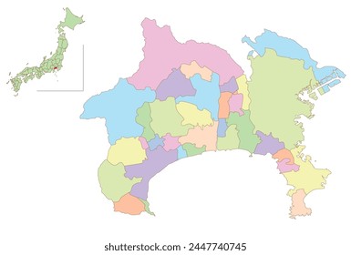 Kanagawa Japan Map Colorful Icons