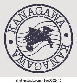 Kanagawa, Japan Stamp Postal. A Map Silhouette Seal. Passport Round Design. Vector Icon Design Retro Travel.