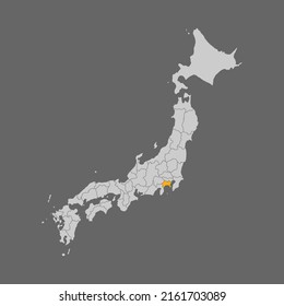Kanagawa prefecture highlight on the map of Japan