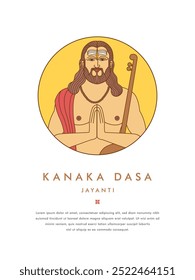 Saudações de Kanakadasa Jayanthi. Kanakadasa era um santo, poeta, filósofo e compositor de Karnataka, na Índia. Estilo mínimo.