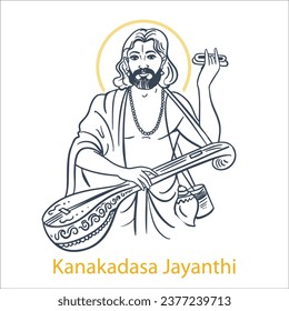 Kanakadasa Jayanthi vector illustration art