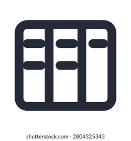 Kanban board line icon in a clean monoline outline style, a vector symbol for time management, scheduling and productivity.