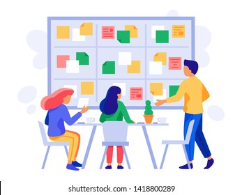 Kanban Board Teamwork Briefing Scheme Scrum Stock Vector (Royalty Free ...