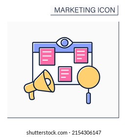 Kanban Color Icon. Japanese Term. Lean Or Agile Development Processes. Tasks On Board For Employees. Marketing Concept. Isolated Vector Illustration