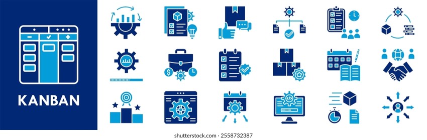 Kanban icon collection set. Containing design management, business, kanban, project, board, work