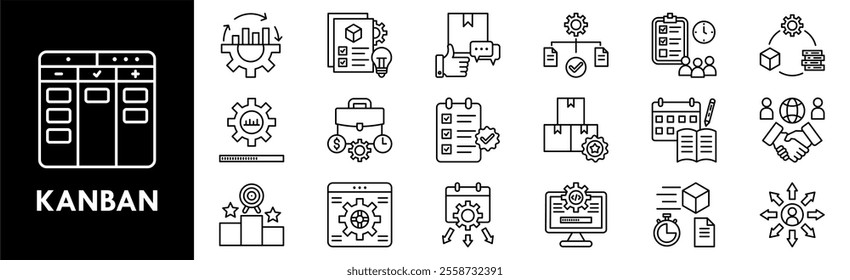 Kanban icon collection set. Containing design management, business, kanban, project, board, work