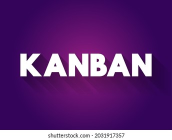 Kanban - it is a scheduling system used in manufacturing, inventory management, and project management to control and optimize the flow of work, text concept background