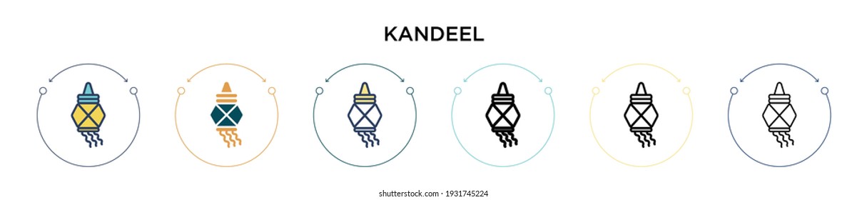 Kandeel icon in filled, thin line, outline and stroke style. Vector illustration of two colored and black kandeel vector icons designs can be used for mobile, ui, web