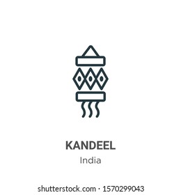 Kandeel outline vector icon. Thin line black kandeel icon, flat vector simple element illustration from editable india concept isolated on white background