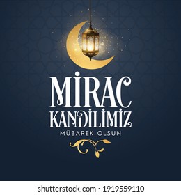 Miraç Kandili. Traducción: noche islámica sagrada, vector, Mirac