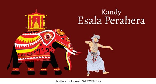 Kandy Esala Perahera. In: Sri Lanka. kanday dalada Kingdom. In: Sri Lanka Traditional Perahara. Vektorgrafik.	