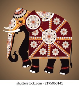 Kandy Sri Lanka. Elephant. Traditional. Kandy Perahara Tusker illustration. Abstract. Tusker vector drawing. card 