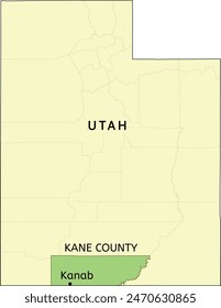 Kane County und Stadt Kanab Lage auf Utah State Karte