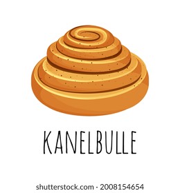 Kanelbulle - Swedish cinnamon roll. Sweet bun popular in Sweden. Vector illustration in the cartoon style. Vector illustration