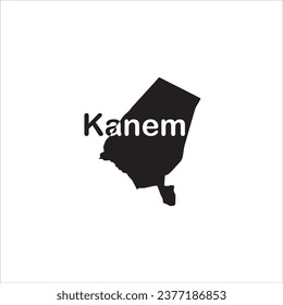 Kanem-Karte und schwarzer Brief-Design auf weißem Hintergrund