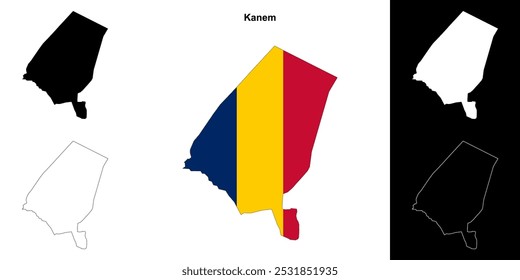 Kanem region outline map set