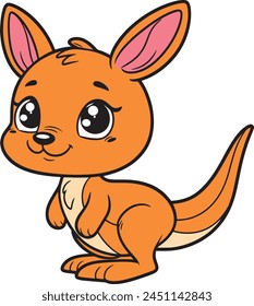 Kangaroo 2D cartoon character clipart for children's book