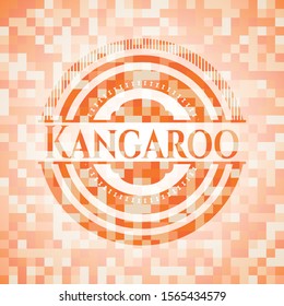 Kangaroo abstract emblem, orange mosaic background