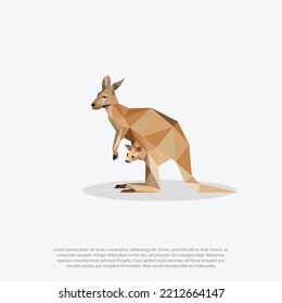 Kangaroo abstract geometric logo colorful template low poly, polygonal design