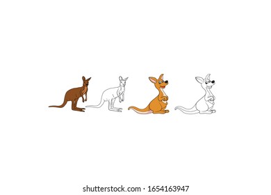 Kangaroo Animal Cartoon Vector Illustration Bundle