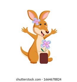 Kangaroo Animal Cartoon Vector Illustration 