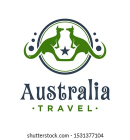 kangaroo animal circle logo design
