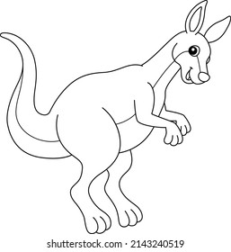 Kangaroo Animal Coloring Page Isolated for Kids