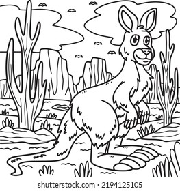 Kangaroo Animal Coloring Page for Kids